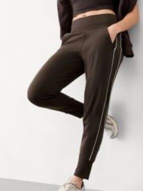 Athleta VENICE high rise track stripe jogger sz Large L
